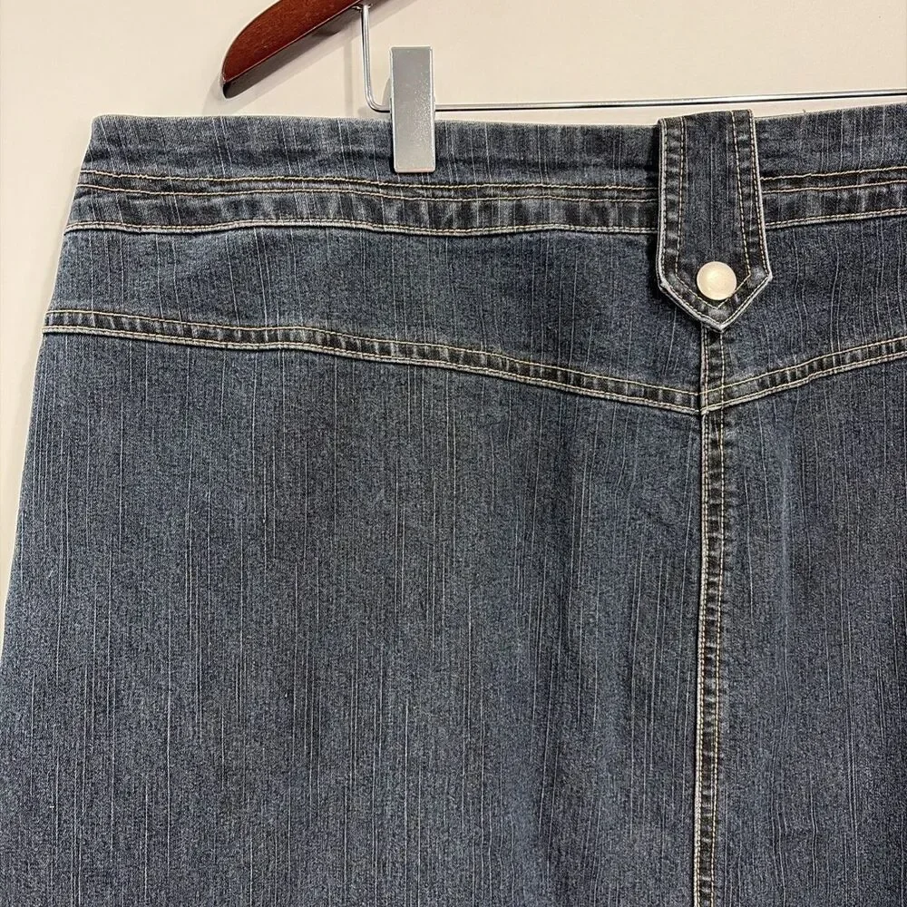 VTG Y2K SWAK Jeans Denim Maxi Skirt Womens 20 Dark Wash Utility Cargo Long